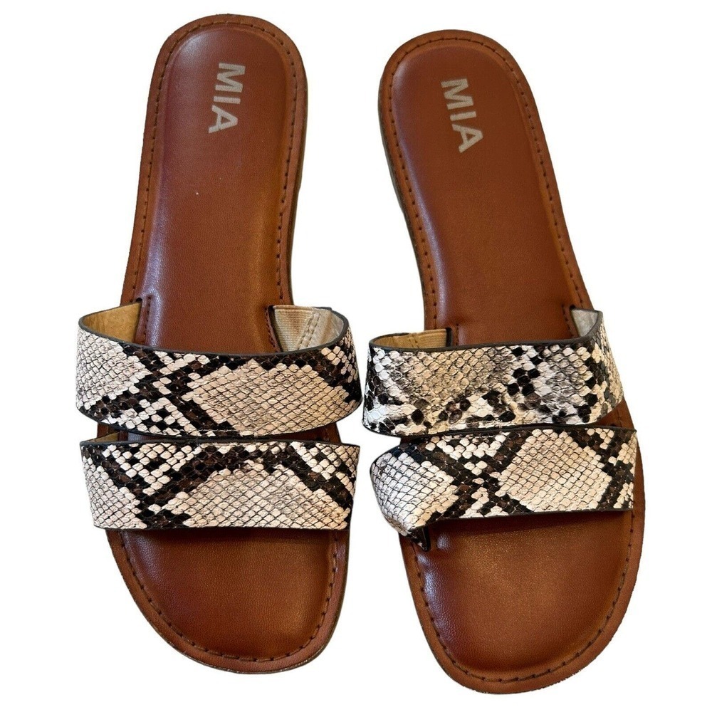 Mia Faux Snake Skin Sandals Slide On Sandals Women’s Size 10